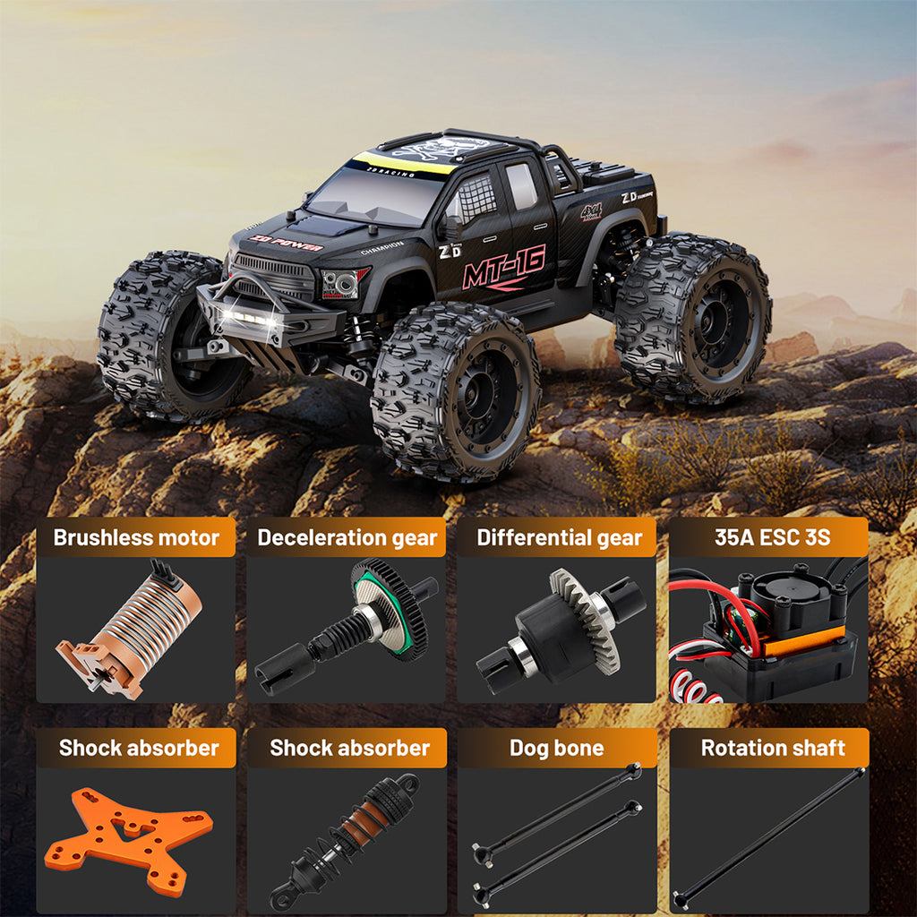 ZD Racing MT-16 1/16スケール ブラシレスRCトラック 3Sバッテリー対応