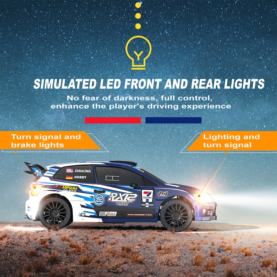ZD Racing RX12 1/12 4WDブラシレスラリーカー  55-60km/h 2.4Gプロポーショナル制御 MINI RC