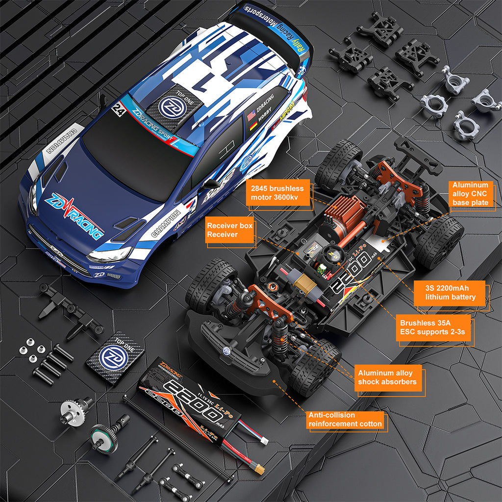 ZD Racing RX12 1/12 4WDブラシレスラリーカー  55-60km/h 2.4Gプロポーショナル制御 MINI RC