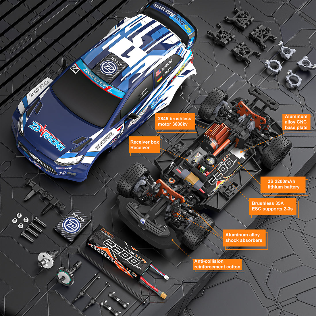 ZD Racing RX12 1/12 4WDブラシレスラリーカー  55-60km/h 2.4Gプロポーショナル制御 MINI RC