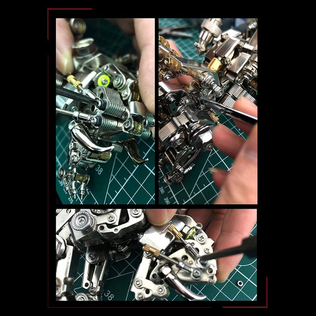 ZYX003 3Dメタルパズル 剣歯虎 650PCS以上 スチームパンク機械サーベルタイガー 赤青発光装飾 DIY組立模型