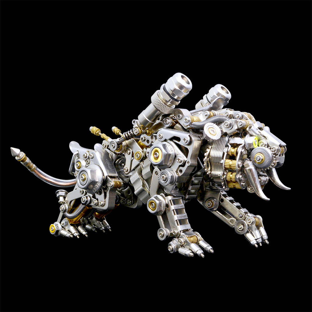 ZYX009 3Dメタルパズル ベンガルタイガー カラフル版 700PCS以上 スチームパンク機械虎 赤青発光 DIY組立模型
